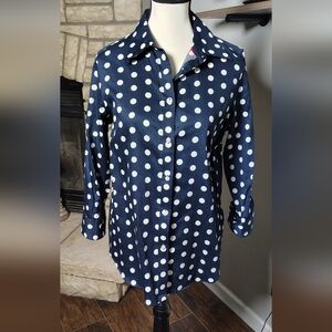 Chaps Navy Polka Dot Button-Down Shirt Medium